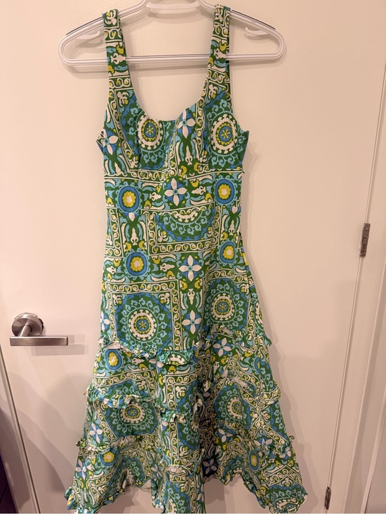 Anthropologie Dresses & Skirts - Anthropologie Green & Blue Patterned Ruffled Sundress
